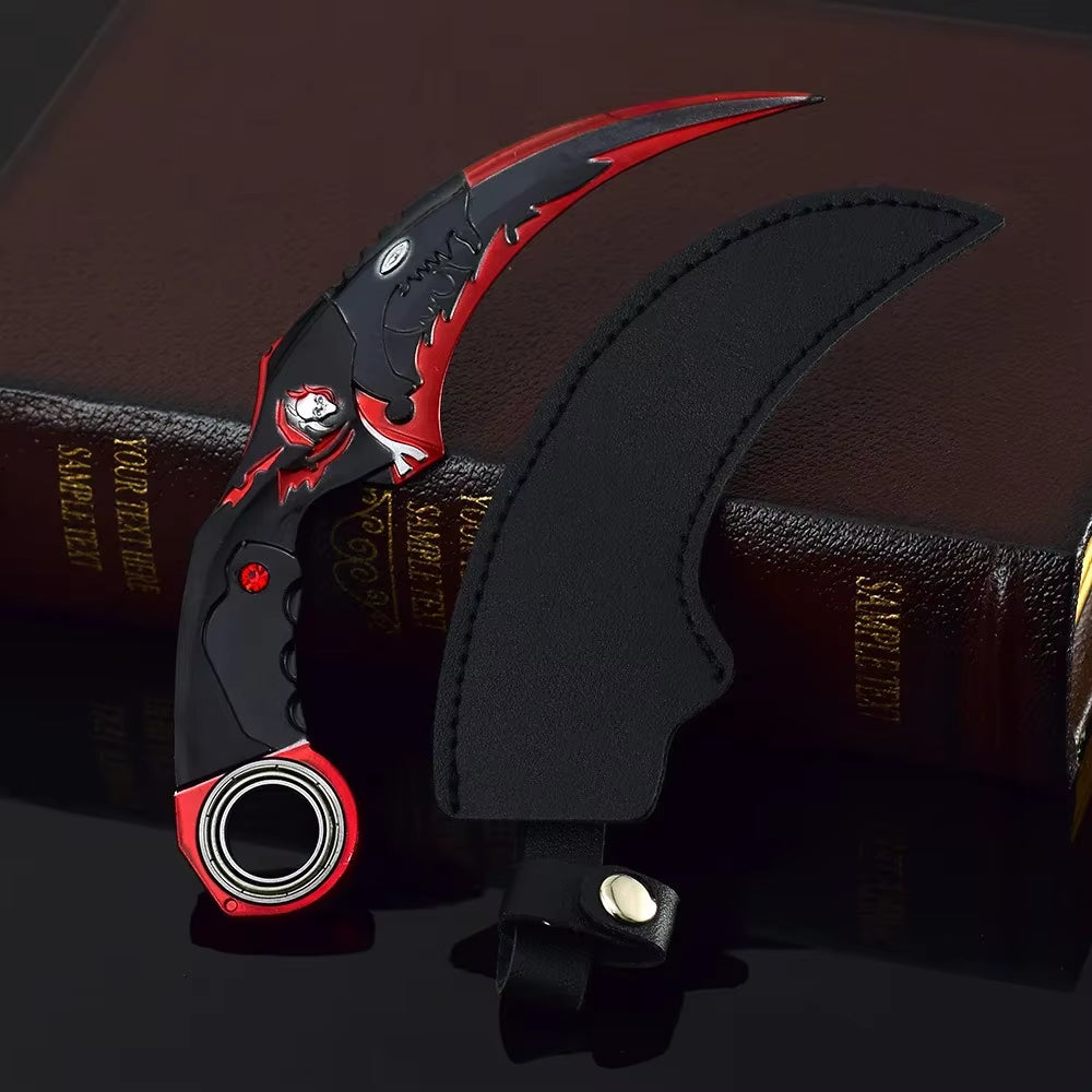 18cm Dragon Karambit Dagger, Alloy Spinning, Handcrafted Model, with Double Thorn Claws and Dark Moon, Golden Dragon Weapons, Training Daggers, and Letter Opener