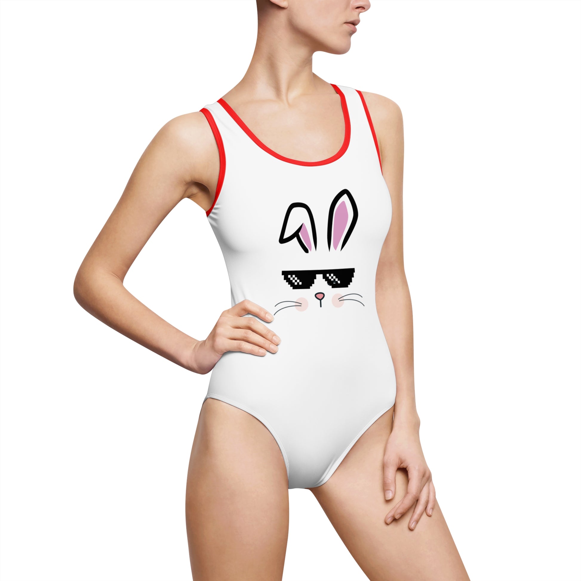 Cool Bunny One-Piece Swimsuit, Stylish Swimwear, Beach Day Essentials, Summer Vacation Outfit, Easter Gift, Trendy Swim Fashion