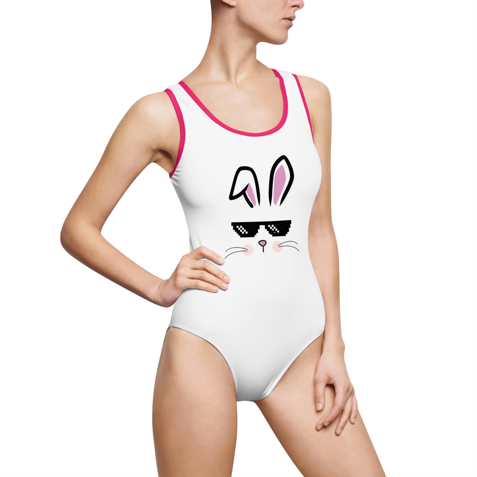 Cool Bunny One-Piece Swimsuit, Stylish Swimwear, Beach Day Essentials, Summer Vacation Outfit, Easter Gift, Trendy Swim Fashion