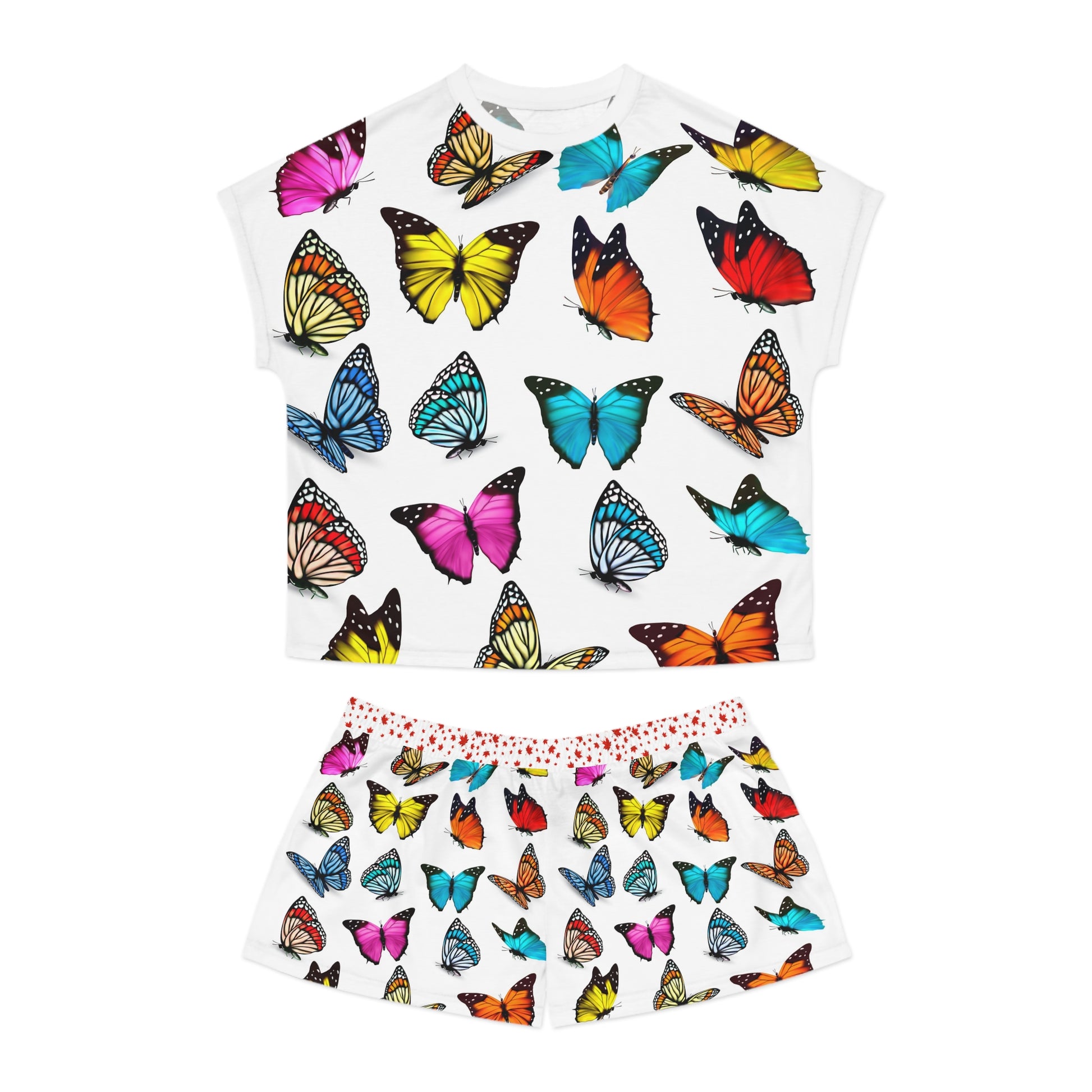 Butterfly Bliss Women's Short Pajama Set, Sleepwear, Relaxation Loungewear, Summer Nights Set, Cozy Gift for Her