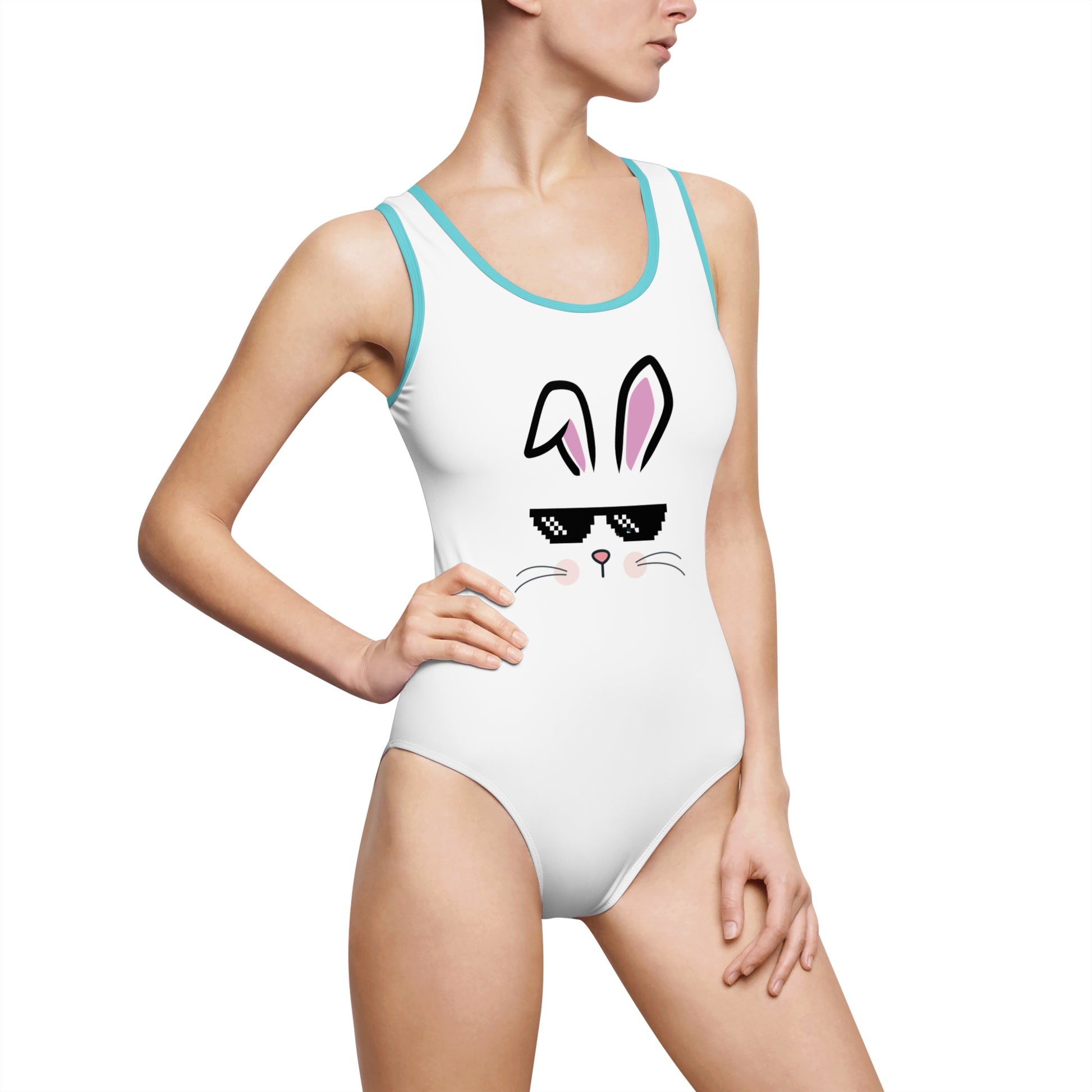 Cool Bunny One-Piece Swimsuit, Stylish Swimwear, Beach Day Essentials, Summer Vacation Outfit, Easter Gift, Trendy Swim Fashion