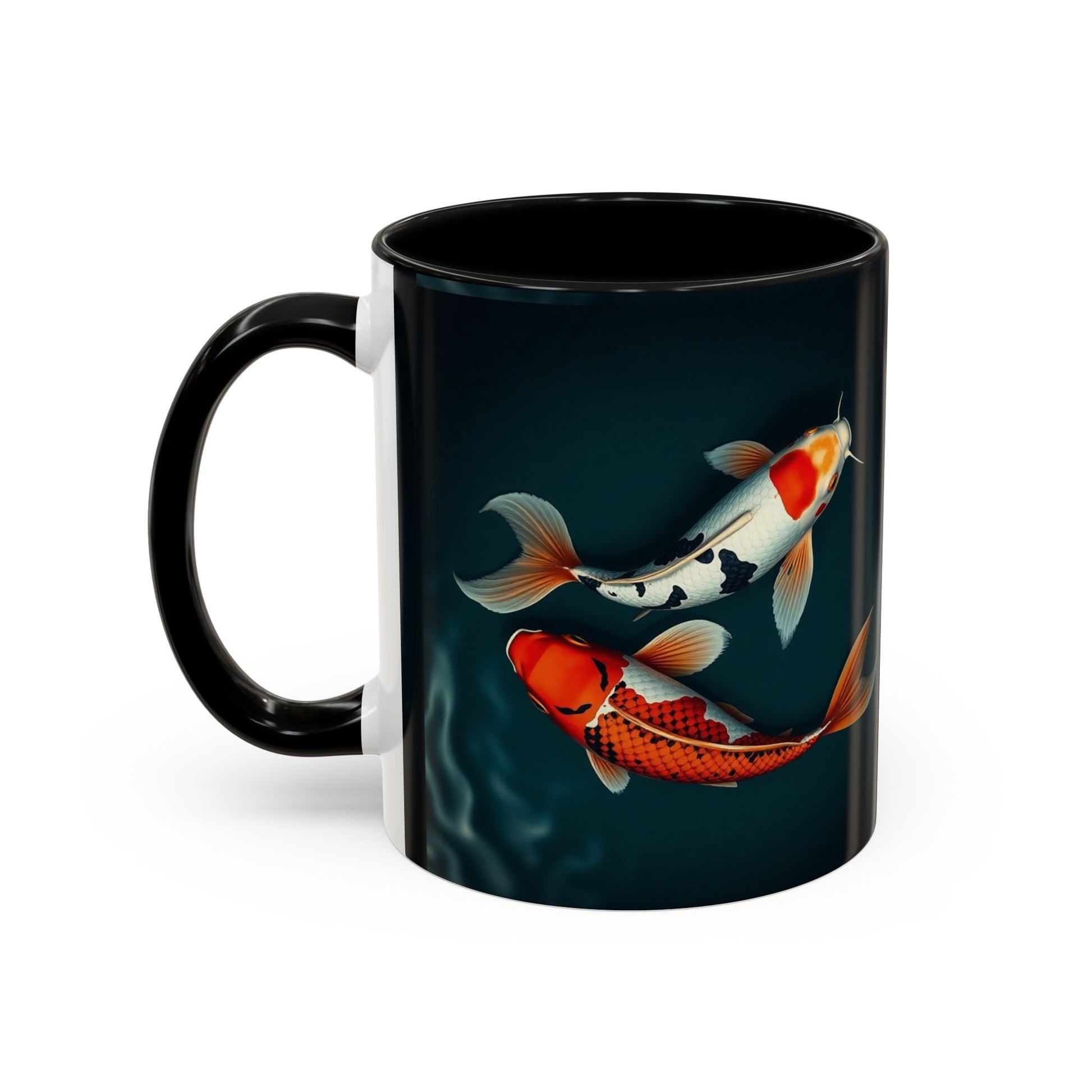 Koi Fish Accent Coffee Mug, Artistic Drinkware, Tea Lover Gift, Unique Home Decor, Birthday Present, Zen Coffee Cup