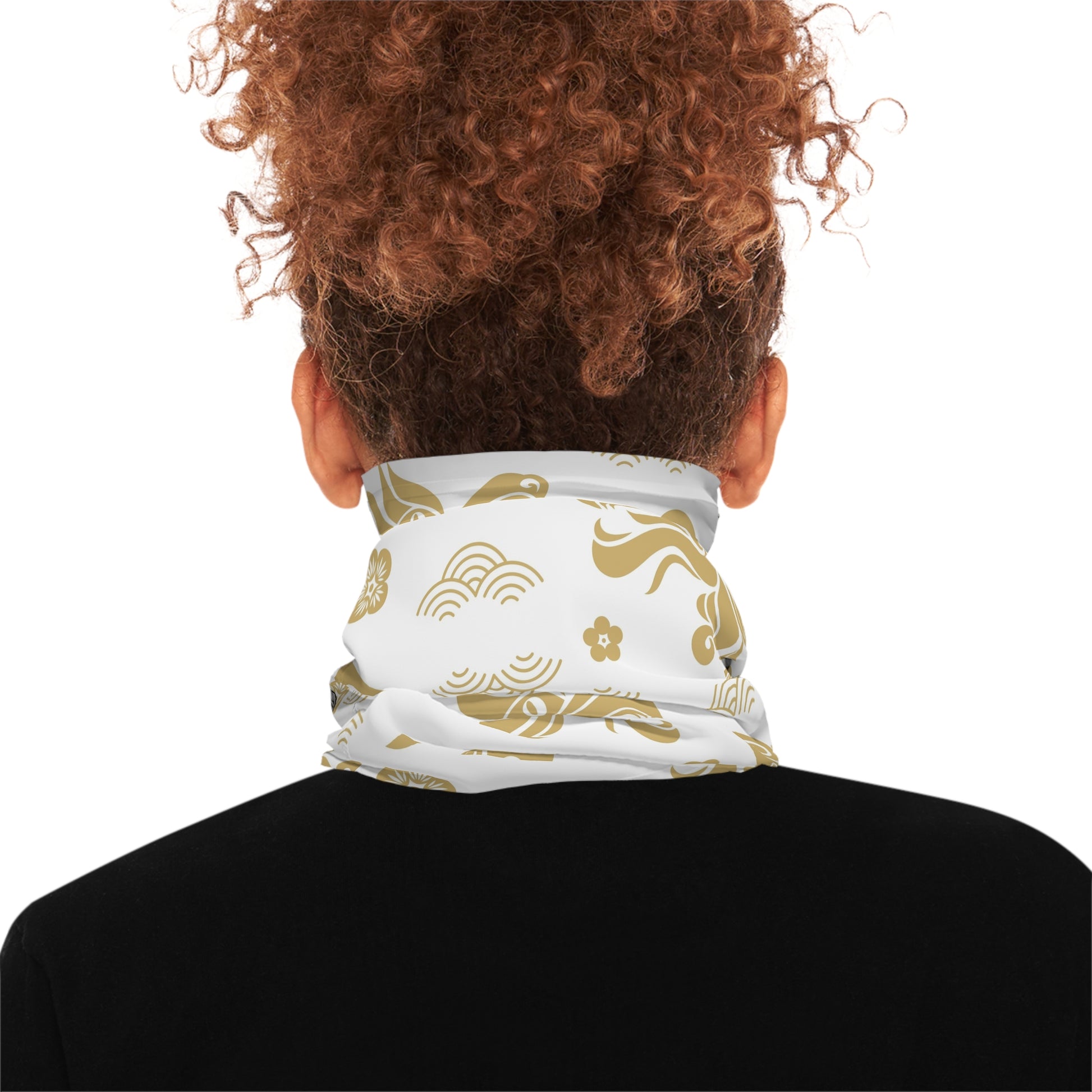 Tiger Mandala Neck Gaiter — Gold Cloud Pattern Lightweight Face Scarf