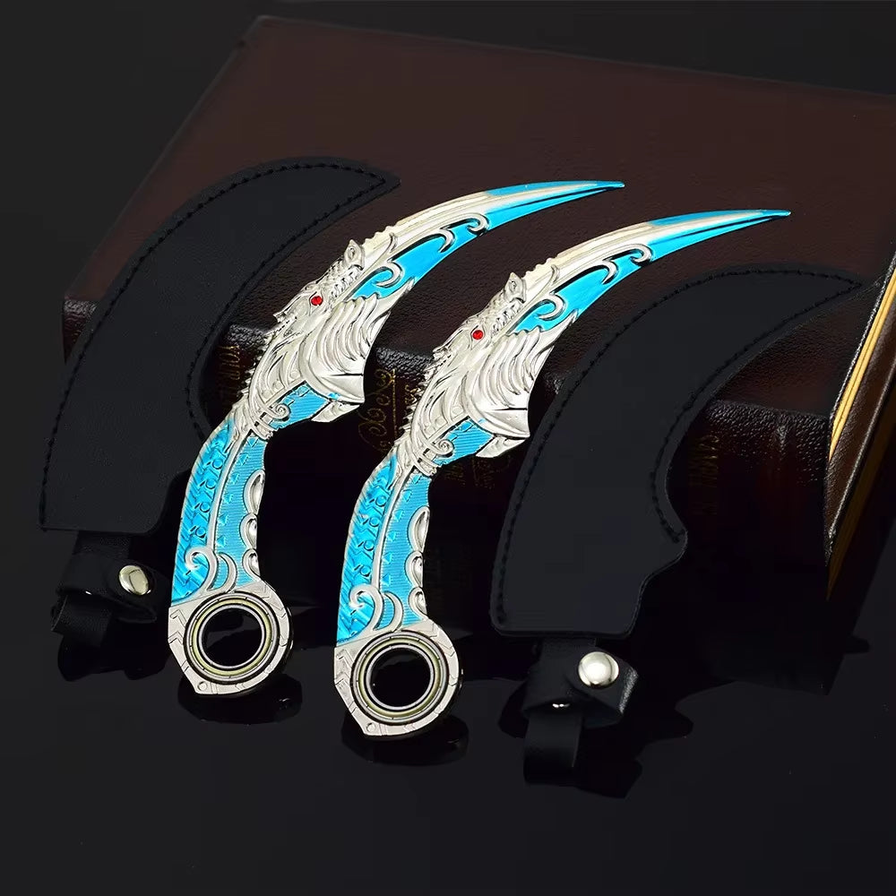 18cm Dragon Karambit Dagger, Alloy Spinning, Handcrafted Model, with Double Thorn Claws and Dark Moon, Golden Dragon Weapons, Training Daggers, and Letter Opener