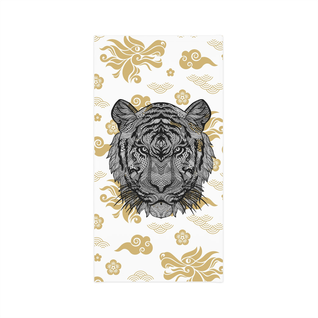 Tiger Mandala Neck Gaiter — Gold Cloud Pattern Lightweight Face Scarf