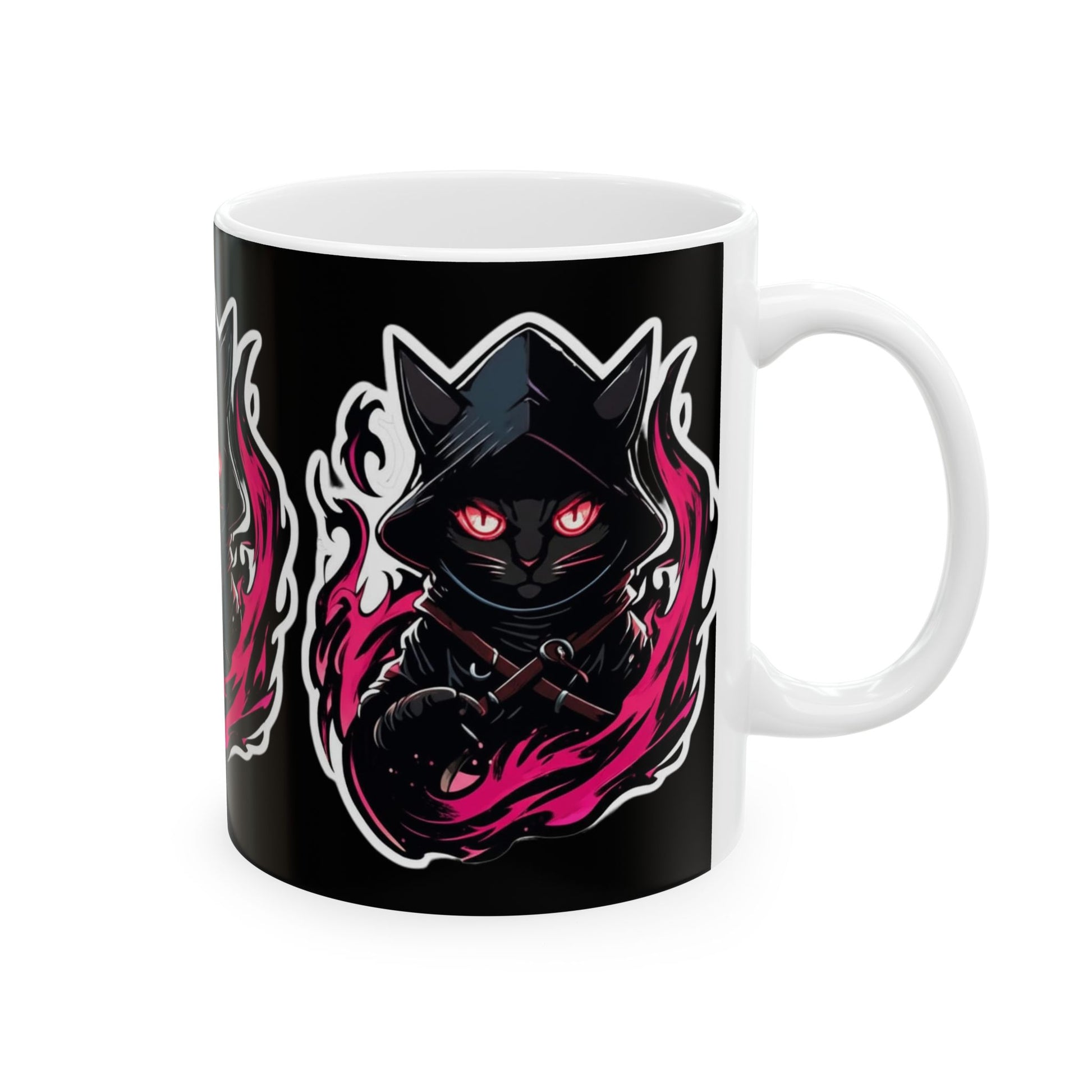 Mystical Cat Mug - Enchanting Ceramic Coffee Cup, Gift for Cat Lovers, Halloween Decor, Black Cat Lover's Mug, Witchy Homeware