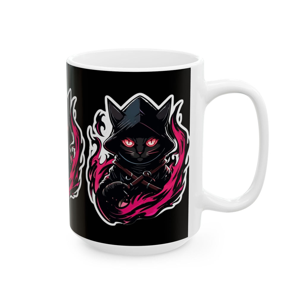 Mystical Cat Mug - Enchanting Ceramic Coffee Cup, Gift for Cat Lovers, Halloween Decor, Black Cat Lover's Mug, Witchy Homeware