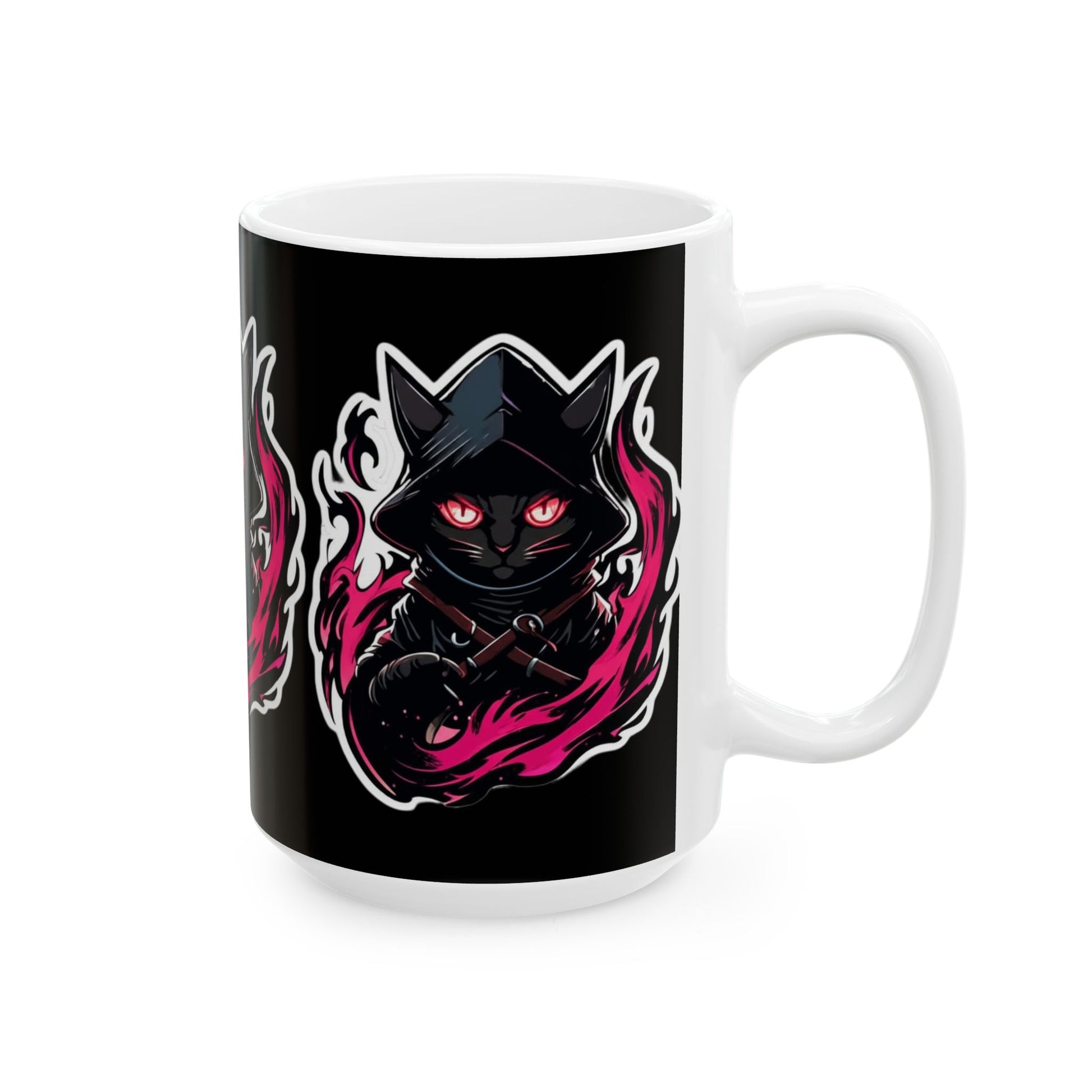 Mystical Cat Mug - Enchanting Ceramic Coffee Cup, Gift for Cat Lovers, Halloween Decor, Black Cat Lover's Mug, Witchy Homeware