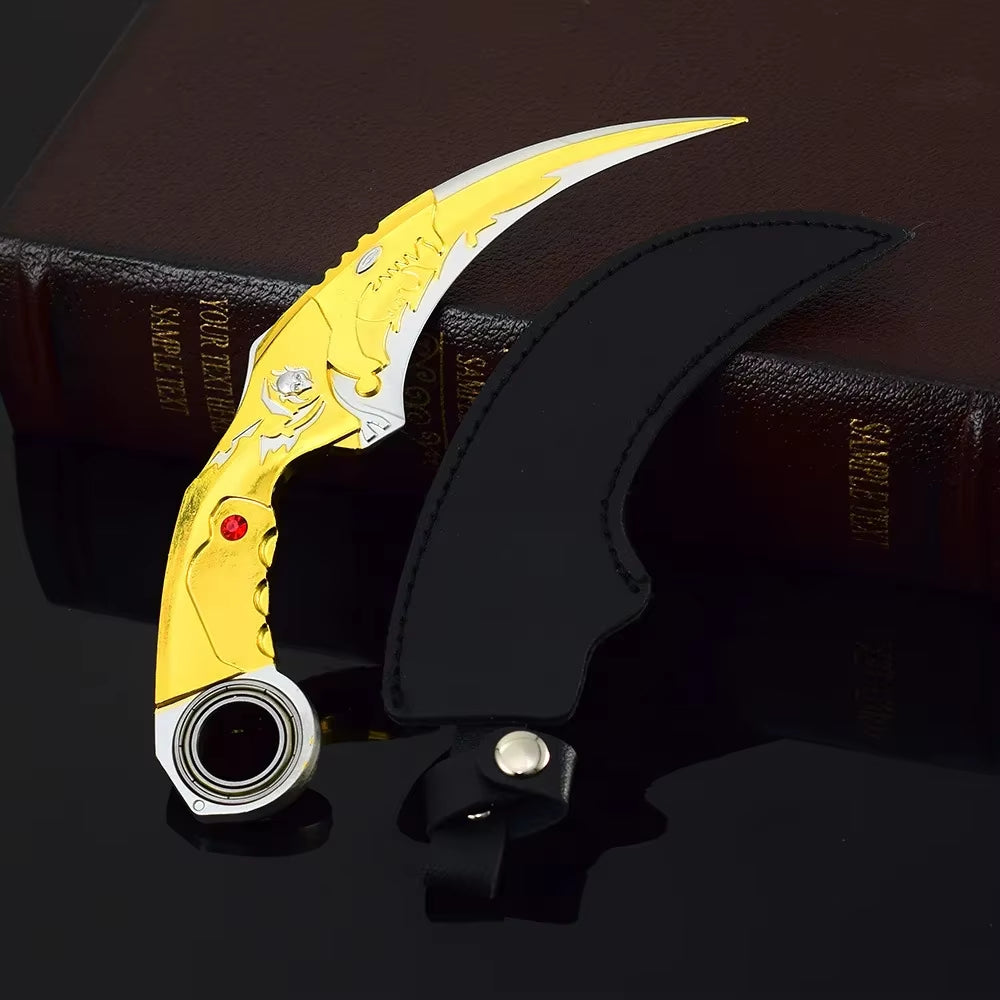 18cm Dragon Karambit Dagger, Alloy Spinning, Handcrafted Model, with Double Thorn Claws and Dark Moon, Golden Dragon Weapons, Training Daggers, and Letter Opener