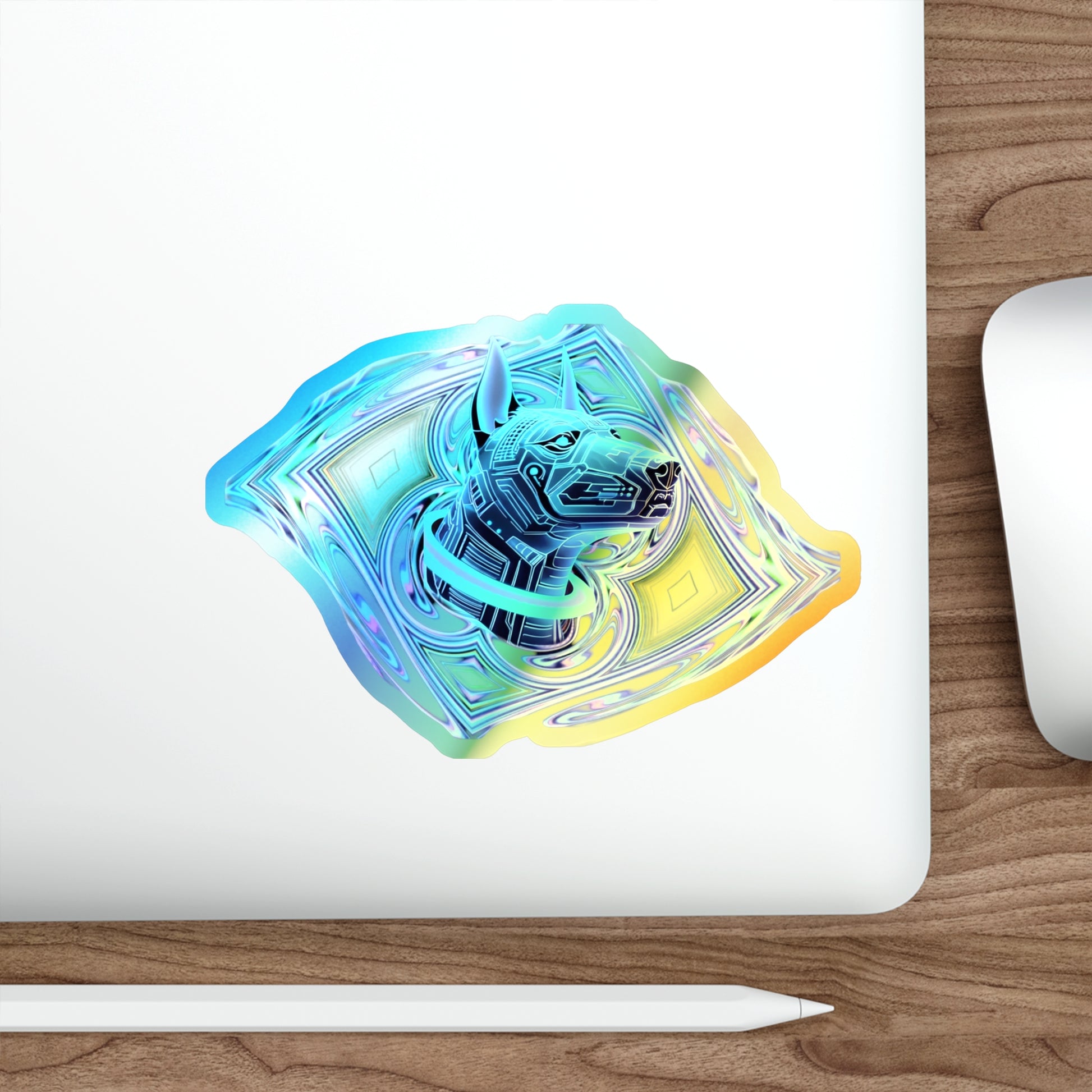 Holographic Die-Cut Dog Stickers, Colorful Skateboard Decals, Customizable Vinyl Art, Dog Lover Gifts, Trendy Planner Stickers