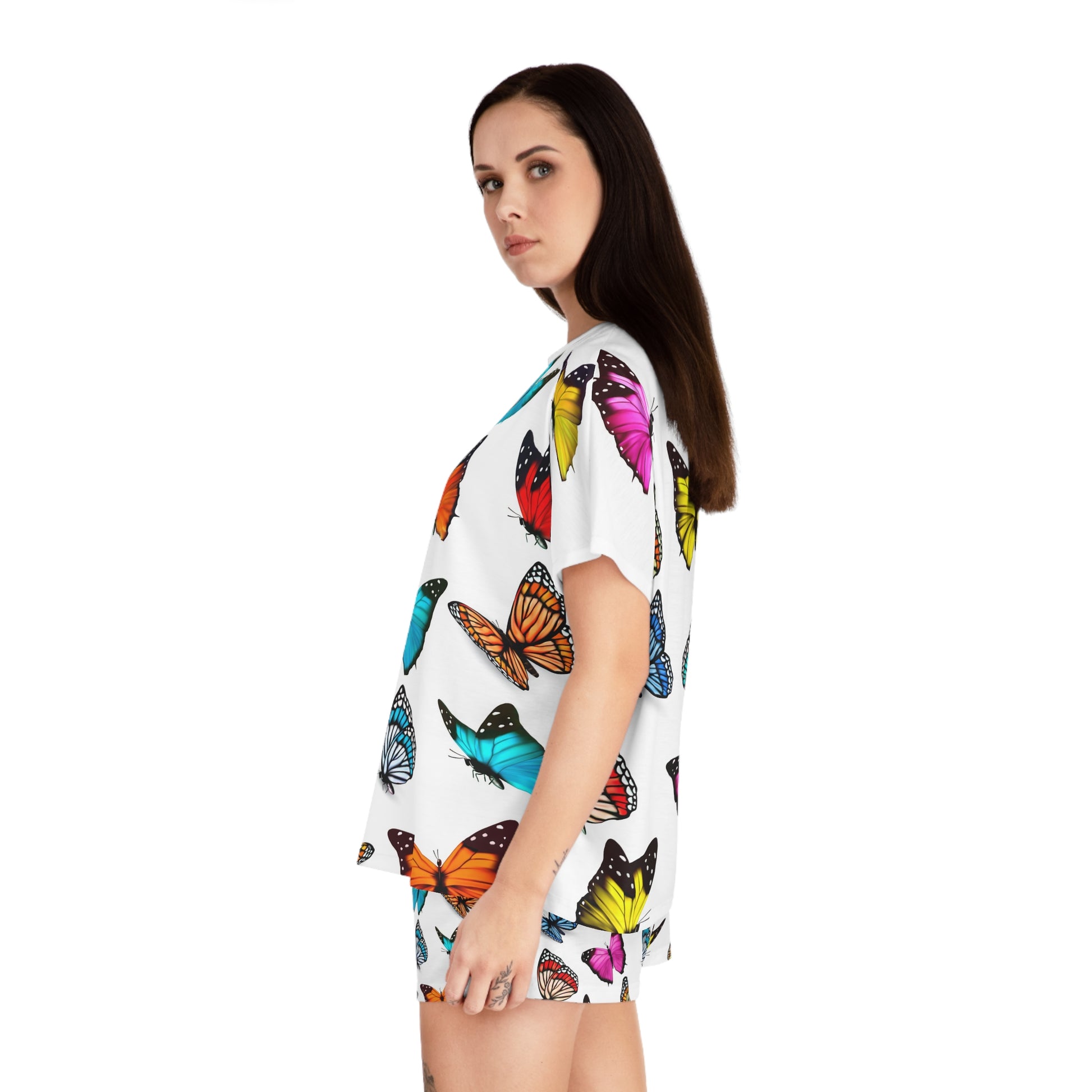 Butterfly Bliss Women's Short Pajama Set, Sleepwear, Relaxation Loungewear, Summer Nights Set, Cozy Gift for Her