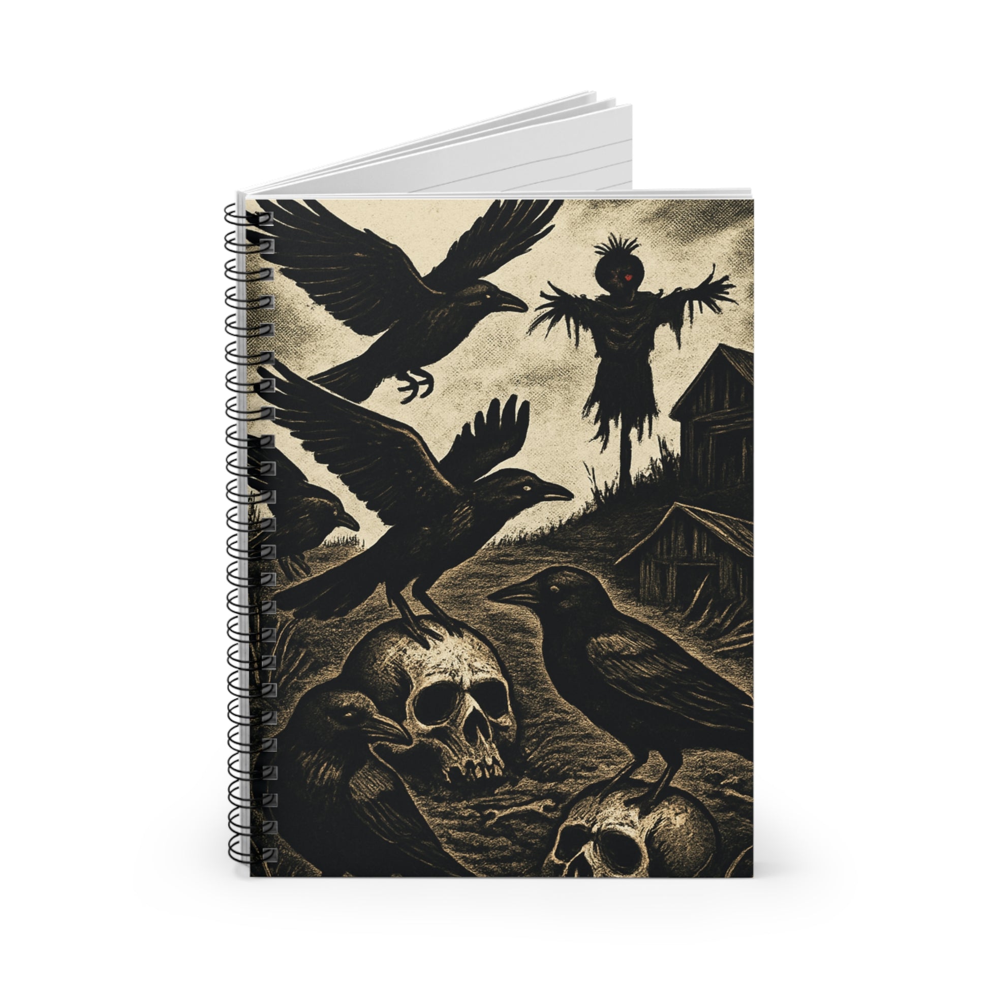 Gothic Spiral Notebook - Ruled Line Skull & Crow Art, Perfect for Writers, Journaling, Halloween Gifts, Dark Academia, Unique School [...]
