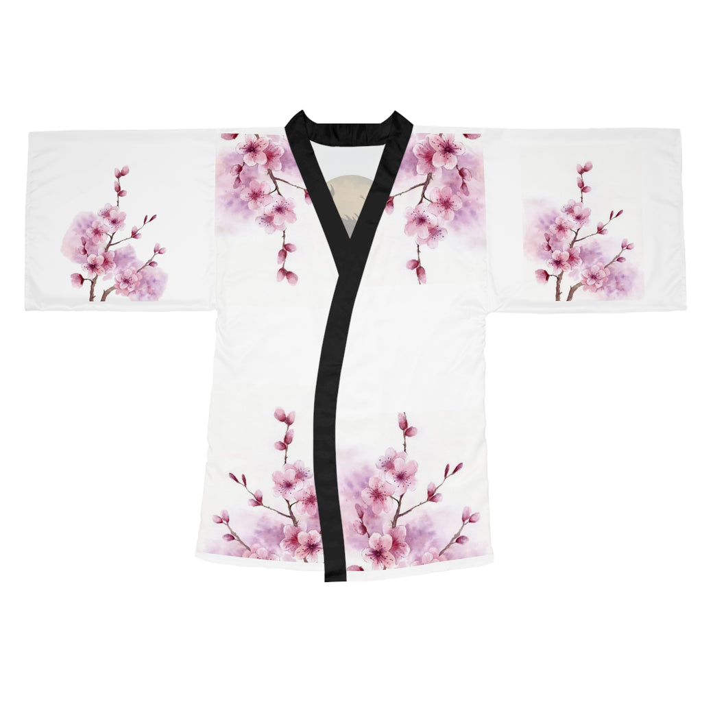 Elegant Floral & Dragon Print Long Sleeve Kimono Robe, Bathrobe, Loungewear, Gift for Her, Relaxation, Summer Evening Wear