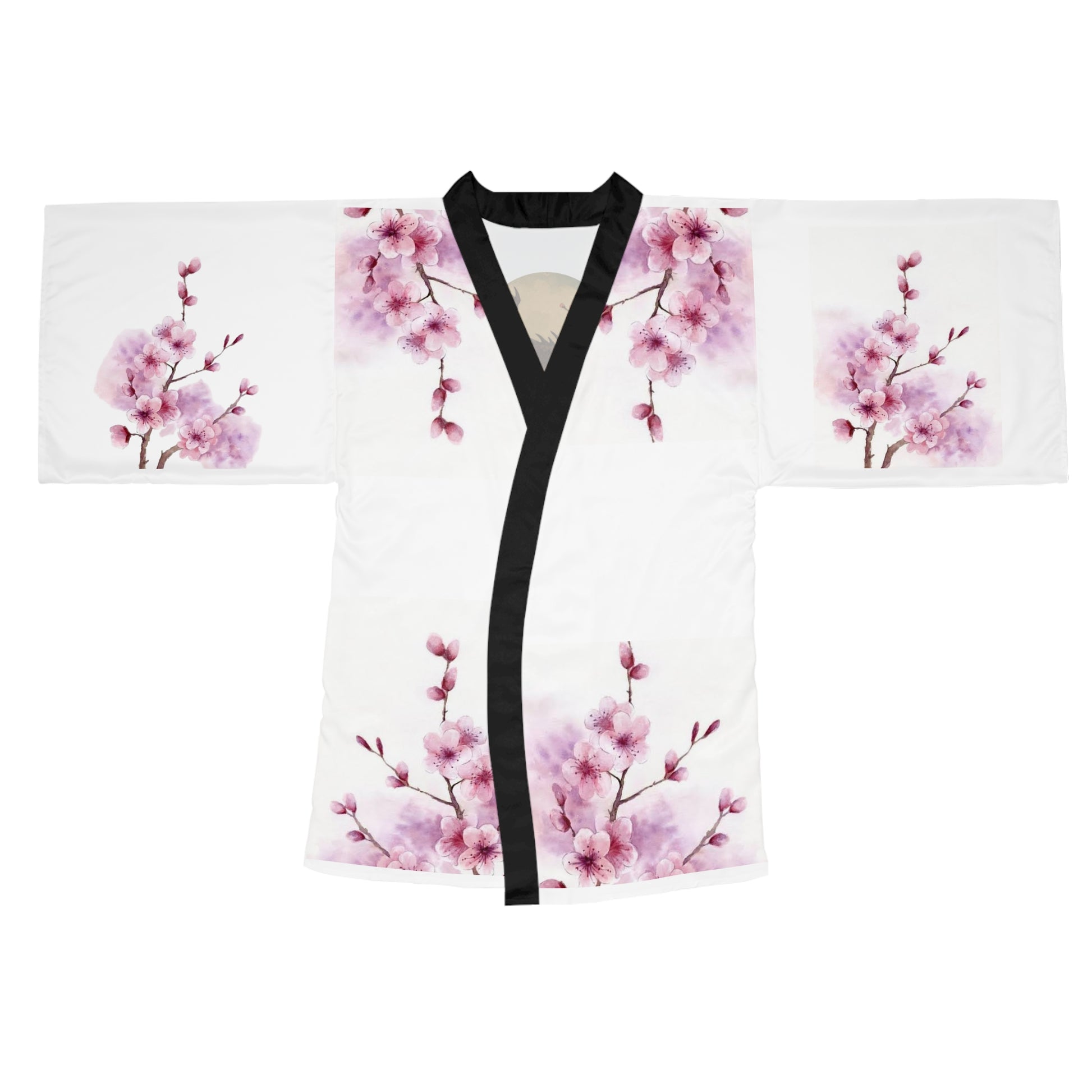 Elegant Floral & Dragon Print Long Sleeve Kimono Robe, Bathrobe, Loungewear, Gift for Her, Relaxation, Summer Evening Wear