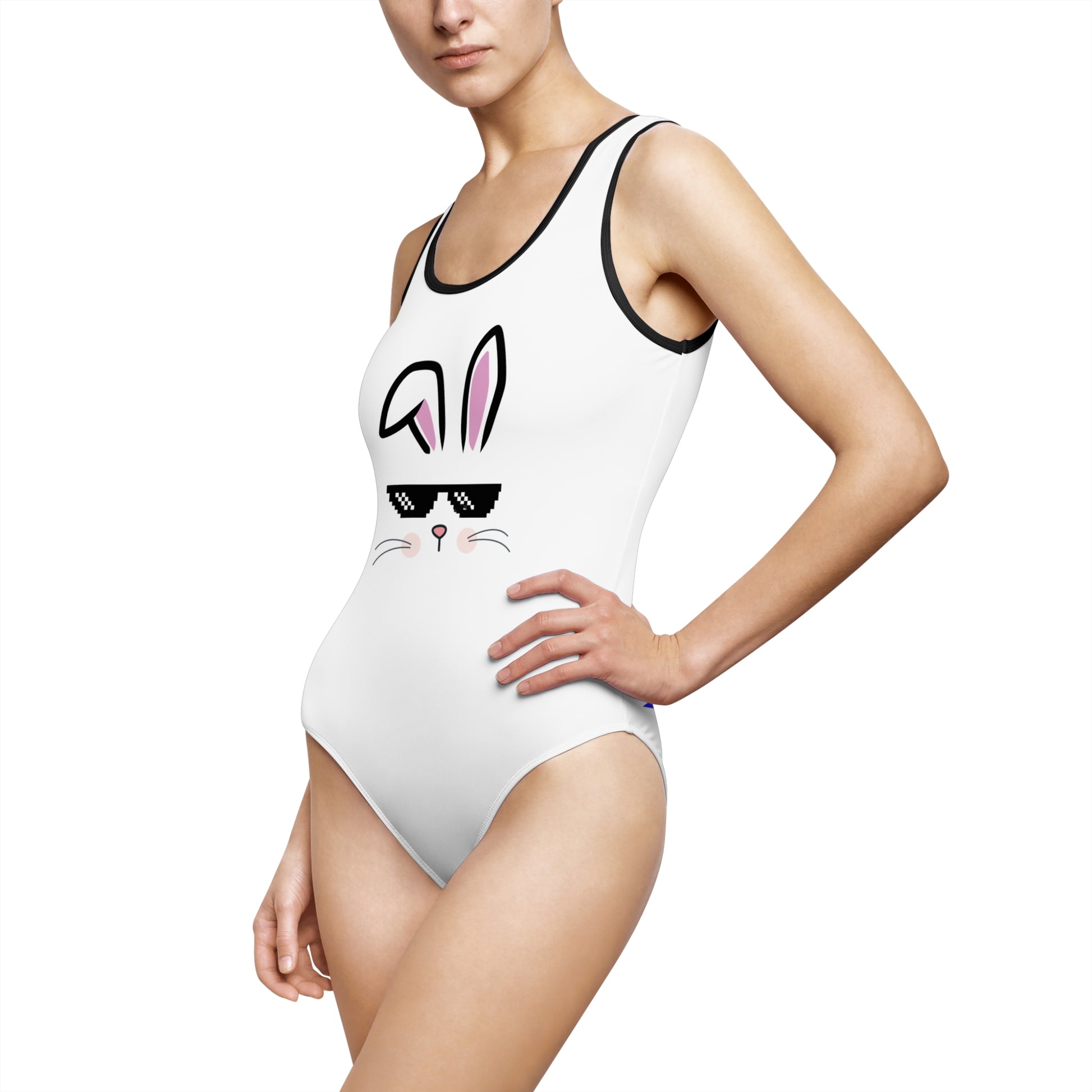 Cool Bunny One-Piece Swimsuit, Stylish Swimwear, Beach Day Essentials, Summer Vacation Outfit, Easter Gift, Trendy Swim Fashion