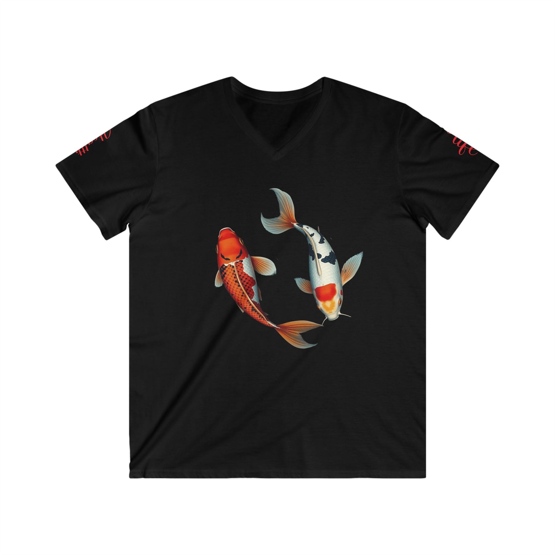 Koi Fish V-Neck Tee | Japanese Art Shirt, Casual Wear, Unique Gift, Summer Fashion, Anime Merchandise