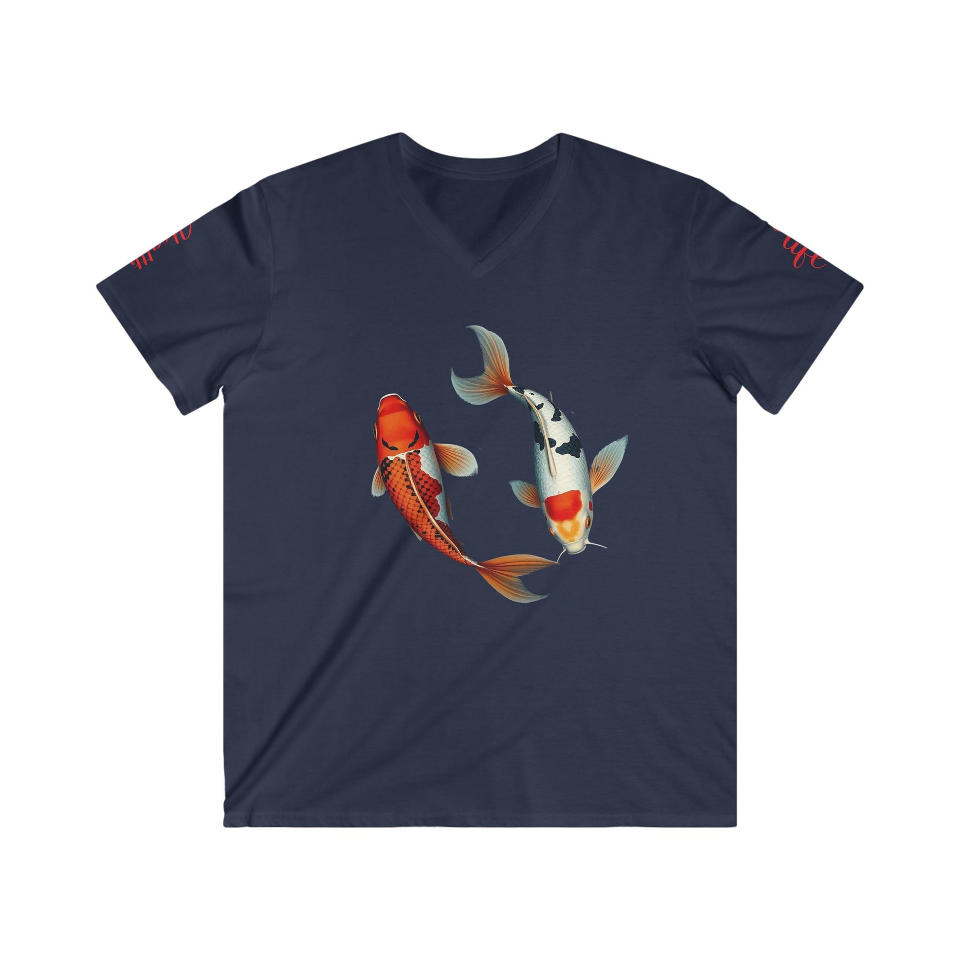 Koi Fish V-Neck Tee | Japanese Art Shirt, Casual Wear, Unique Gift, Summer Fashion, Anime Merchandise