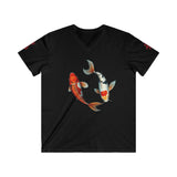 Koi Fish V-Neck Tee | Japanese Art Shirt, Casual Wear, Unique Gift, Summer Fashion, Anime Merchandise