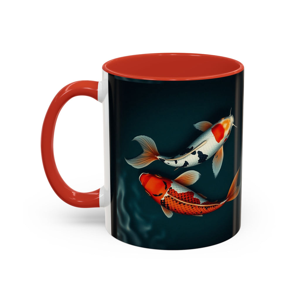 Koi Fish Accent Coffee Mug, Artistic Drinkware, Tea Lover Gift, Unique Home Decor, Birthday Present, Zen Coffee Cup