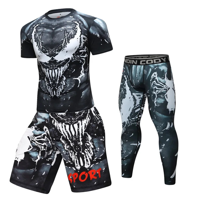 Rashguard shirt and pants for MMA, BJJ, fitness, boxing, Muay Thai, and kickboxing.