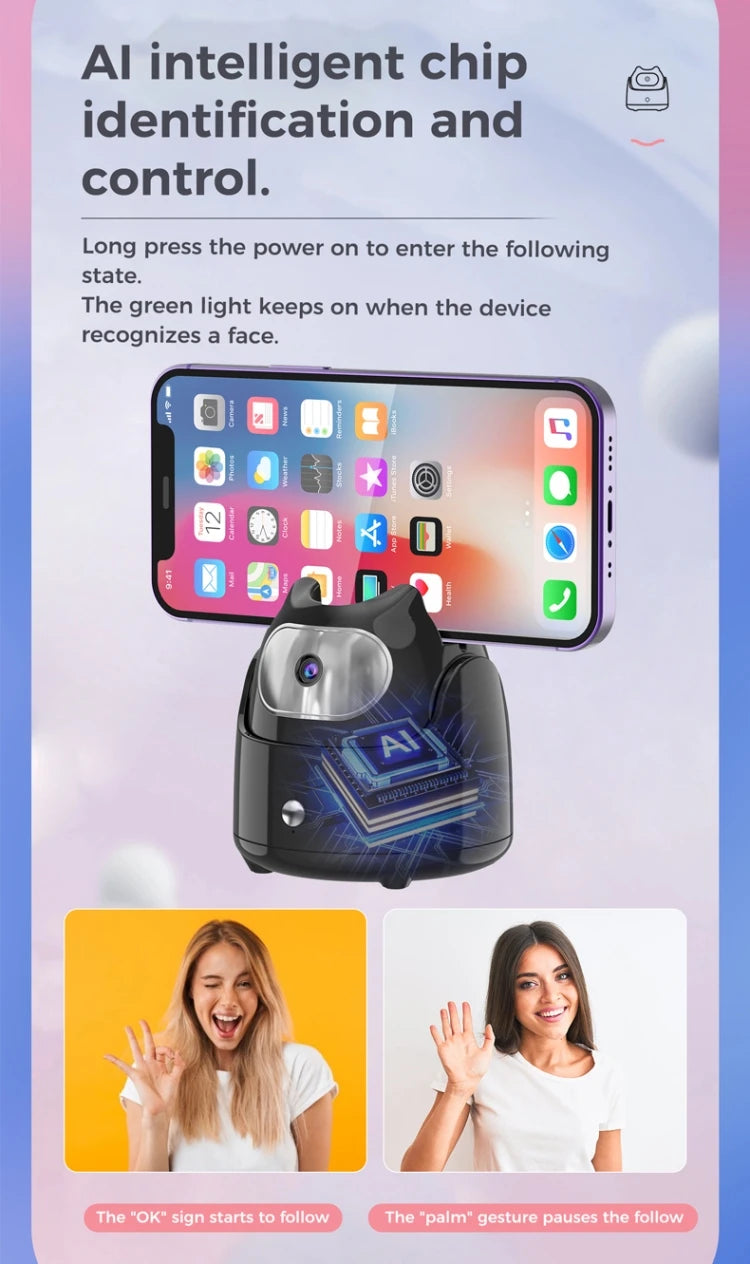 Soporte para celular con seguimiento facial inteligente de 360 ​​grados.