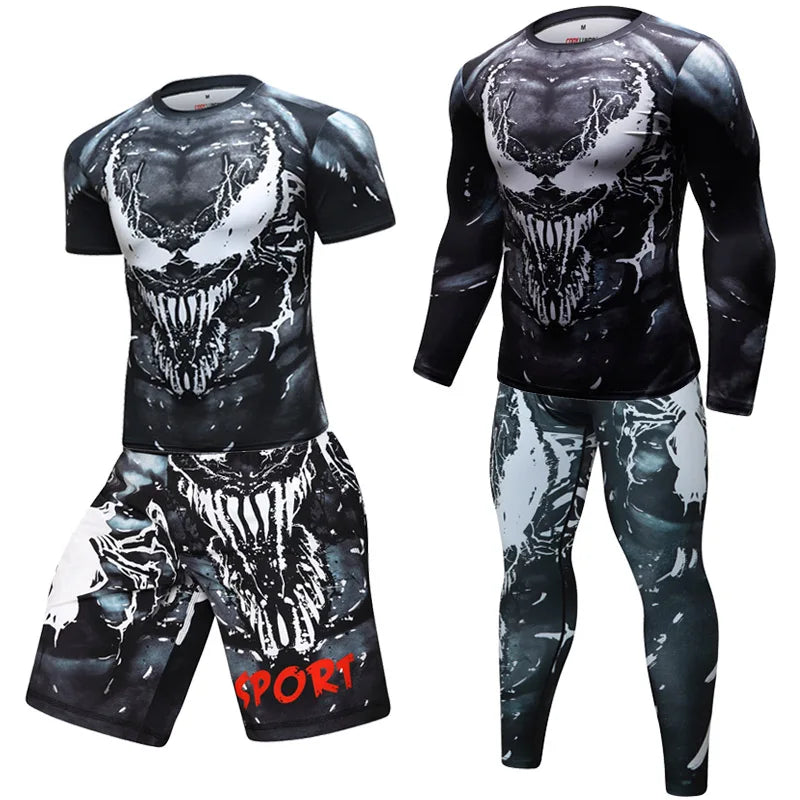 Rashguard shirt and pants for MMA, BJJ, fitness, boxing, Muay Thai, and kickboxing.