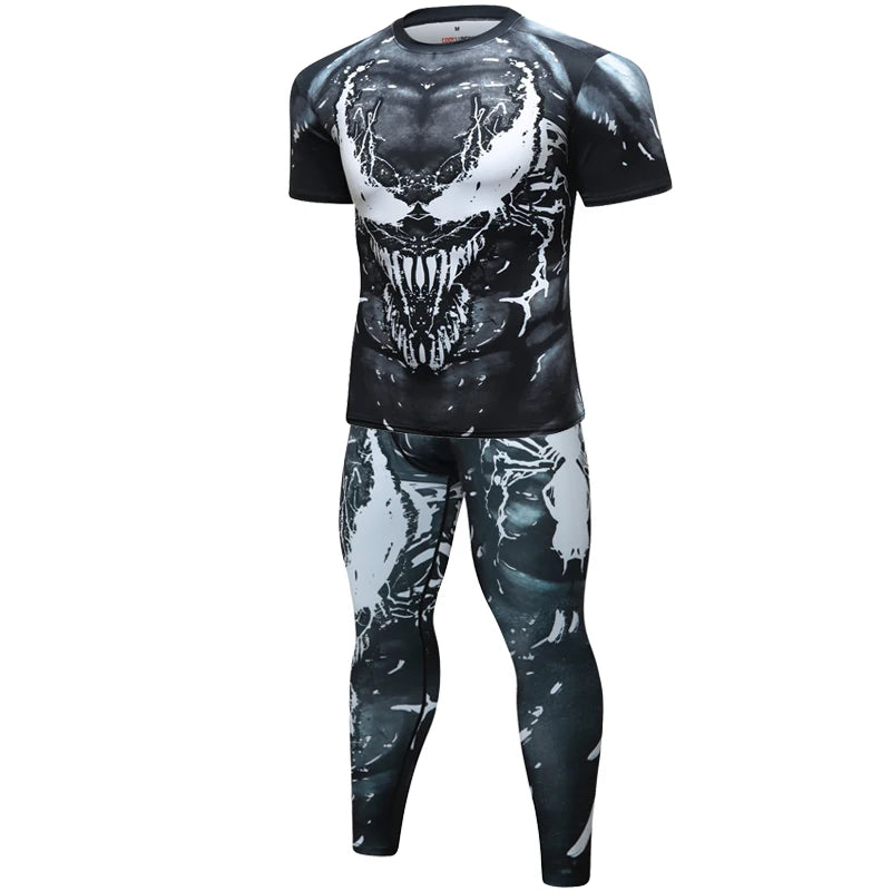 Rashguard shirt and pants for MMA, BJJ, fitness, boxing, Muay Thai, and kickboxing.