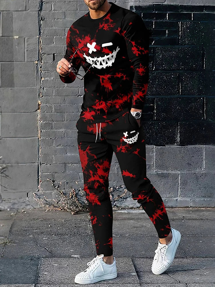 Trajes de dos piezas con estampado 3D de líneas simples, con estilo urbano.