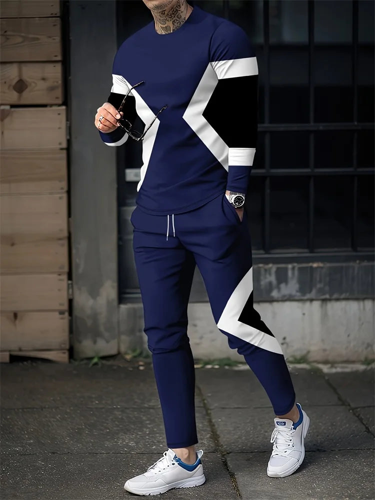 Trajes de dos piezas con estampado 3D de líneas simples, con estilo urbano.