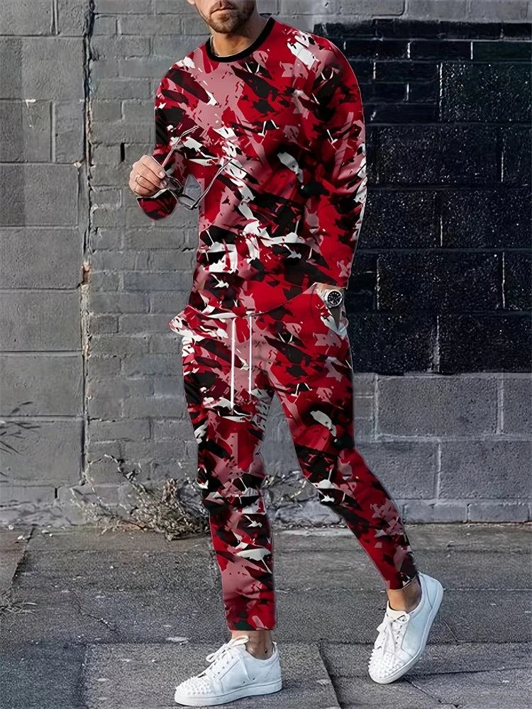 Trajes de dos piezas con estampado 3D de líneas simples, con estilo urbano.