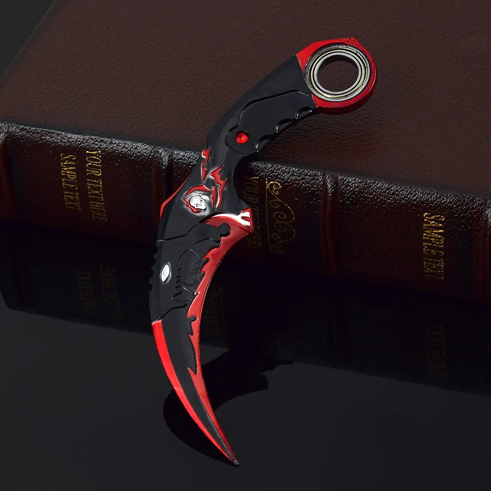 Adornos de metal para decorar de 18 cm/7,08 pulgadas, dragón azul, karambit, garra de dragón dorado.