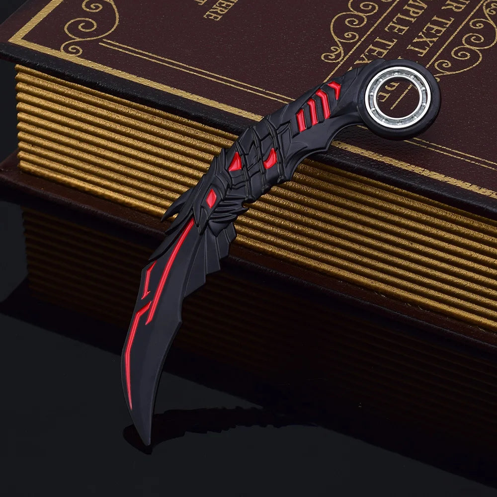 Adornos de metal para decorar de 18 cm/7,08 pulgadas, dragón azul, karambit, garra de dragón dorado.