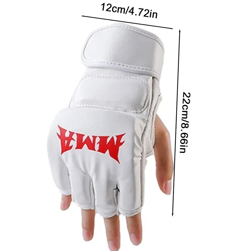 Professional Half Finger MMA Gloves with Leather Pad for Adults, Sanda Boxing, UFC Training, Sandbag and Knuckles.