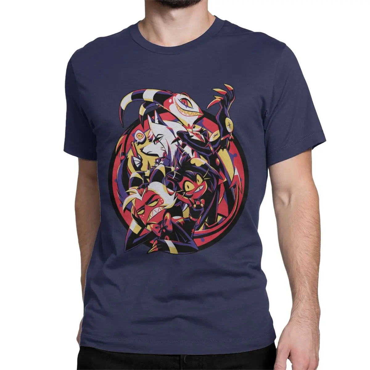 Pure cotton, short-sleeved, unisex t-shirt from Helluva Boss, limited edition, featuring Moxxie, Millie, Loona, and Blitzo, size 4XL