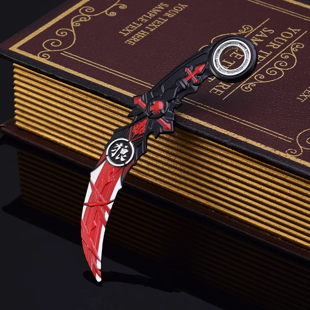 Adornos de metal para decorar de 18 cm/7,08 pulgadas, dragón azul, karambit, garra de dragón dorado.