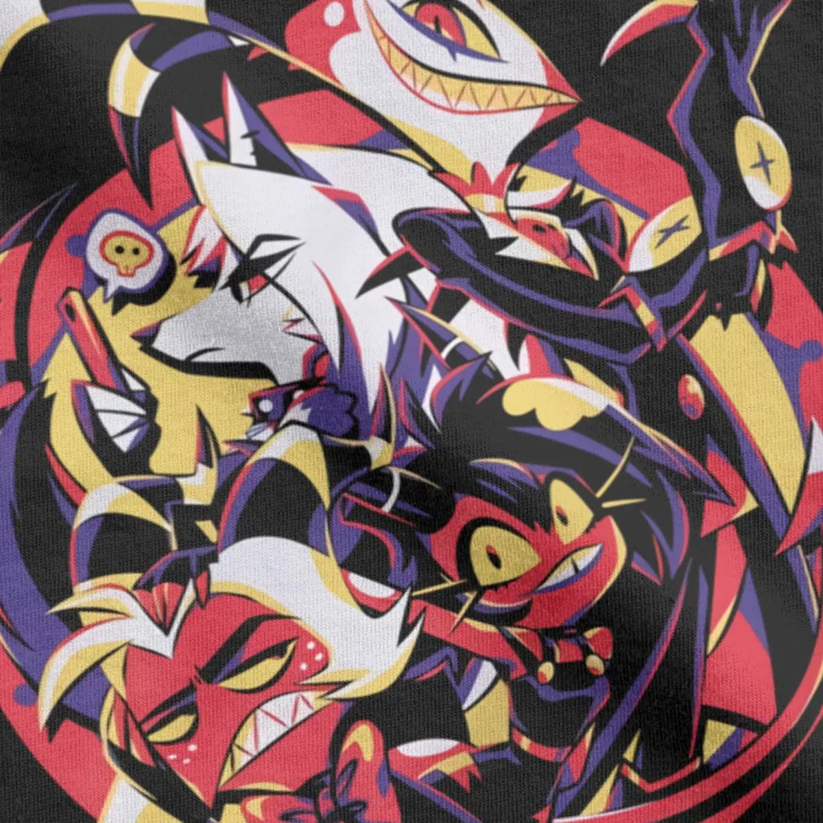 Pure cotton, short-sleeved, unisex t-shirt from Helluva Boss, limited edition, featuring Moxxie, Millie, Loona, and Blitzo, size 4XL