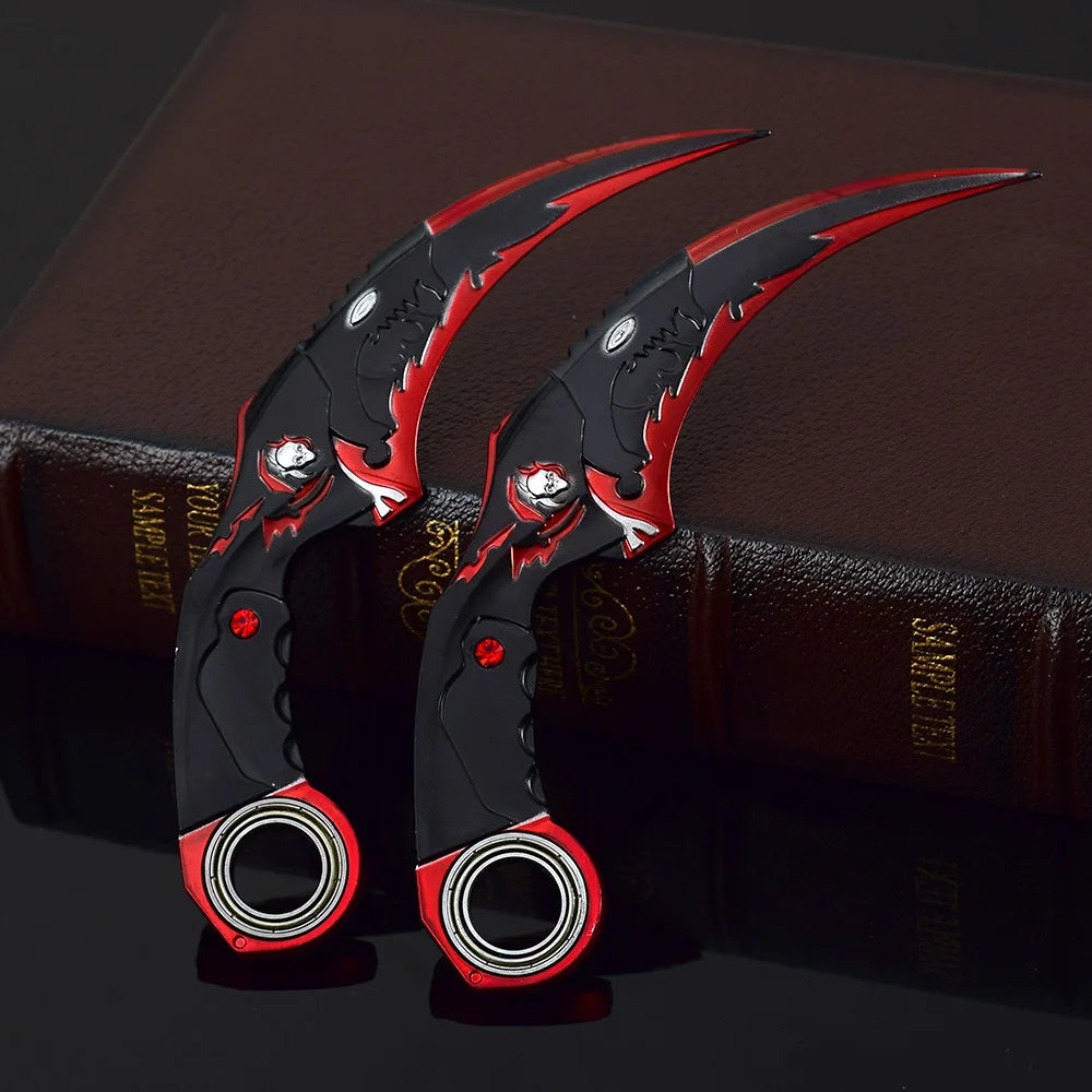 Adornos de metal para decorar de 18 cm/7,08 pulgadas, dragón azul, karambit, garra de dragón dorado.