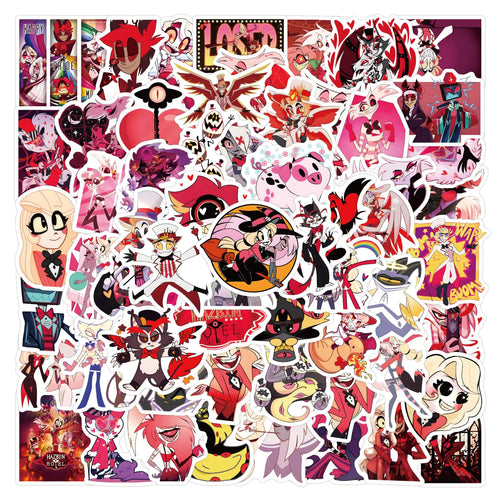 123 Pcs Hazbin Hotel Cartoon Stickers Pack | Cool Funny Graffiti Stickers Vinyl Waterproof ScrapbookJournalingLaptopBumperSkateboardWater BottlesComputerPhoneCartoonHard hatCar Stickers