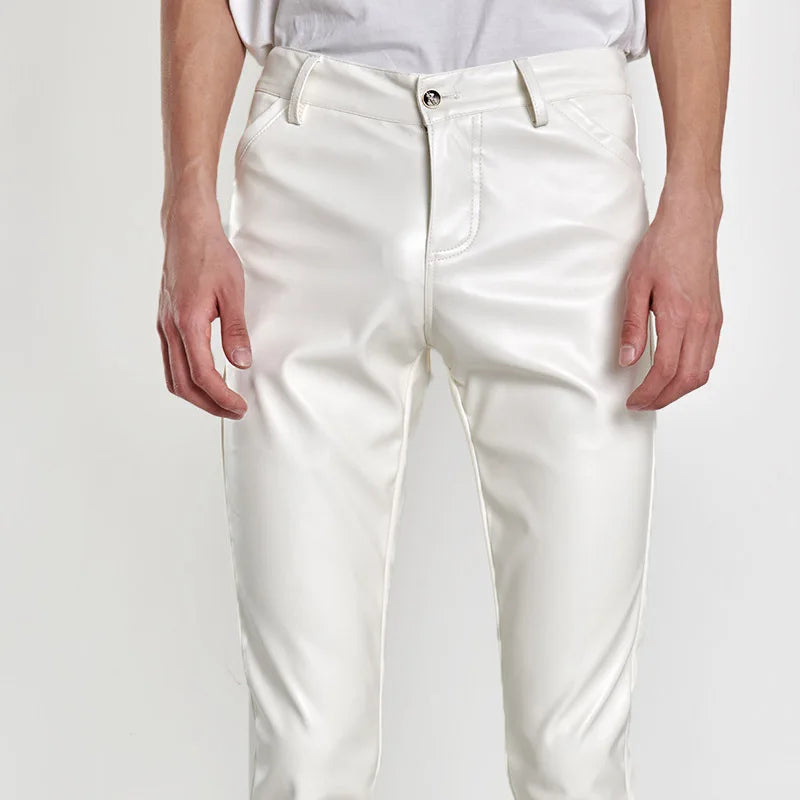 Men's rock style faux leather pants.