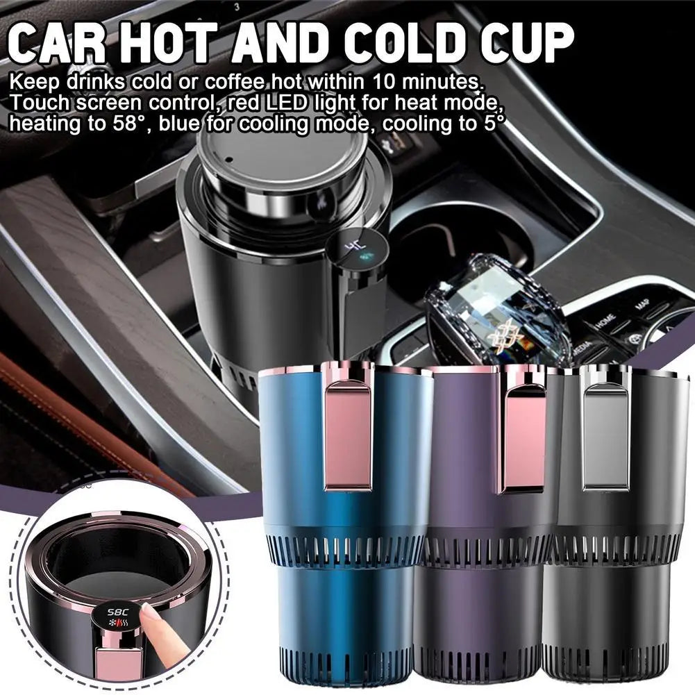 2-In-1 Car Cup Warmer Cooler, Smart Car Cup Holder Car Cooling & Heating Cup Holder Smart Car Heater & Colder Cups for Most V4T0