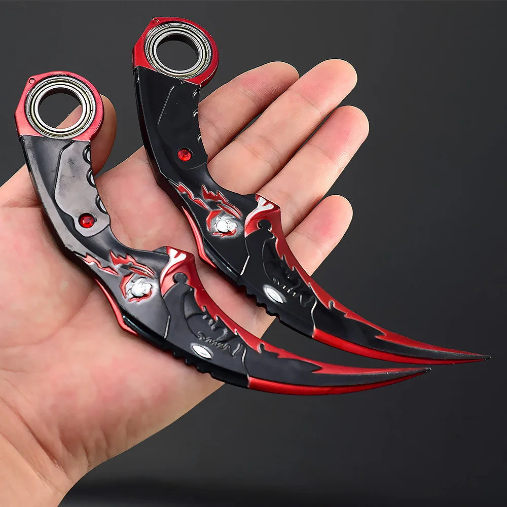 Adornos de metal para decorar de 18 cm/7,08 pulgadas, dragón azul, karambit, garra de dragón dorado.