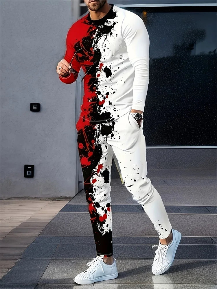 Trajes de dos piezas con estampado 3D de líneas simples, con estilo urbano.