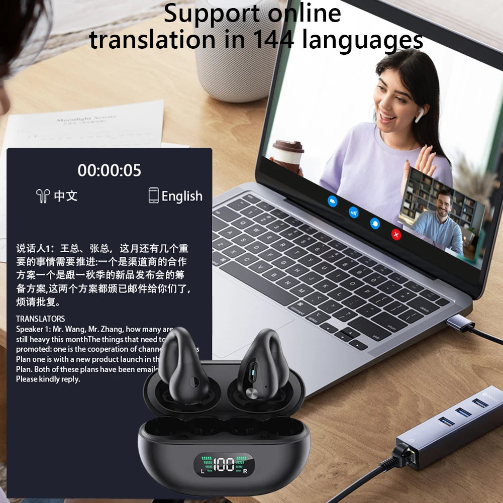 YYK-Q80 Smart AI Earphones Translate 144 Languages ​​Hifi Stereo Translation Waterproof Sports Earphones new.