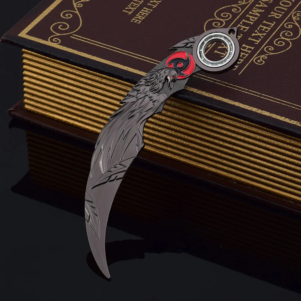 Adornos de metal para decorar de 18 cm/7,08 pulgadas, dragón azul, karambit, garra de dragón dorado.