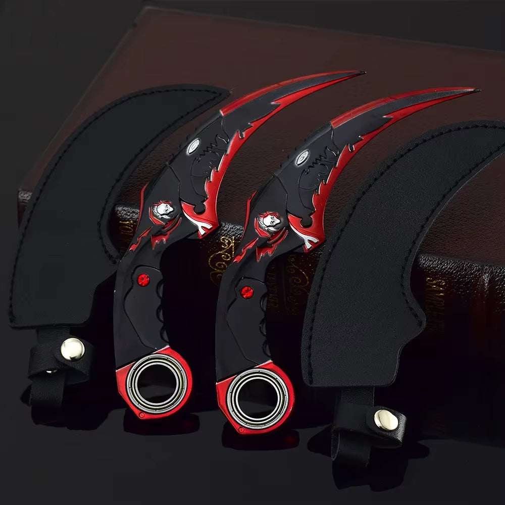 18cm Dragon Karambit Dagger, Alloy Spinning, Handcrafted Model, with Double Thorn Claws and Dark Moon, Golden Dragon Weapons, Training Daggers, and Letter Opener